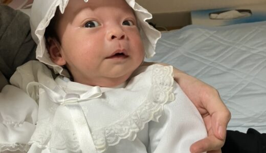 お宮参りの産着を息子に着せてみた(^^)